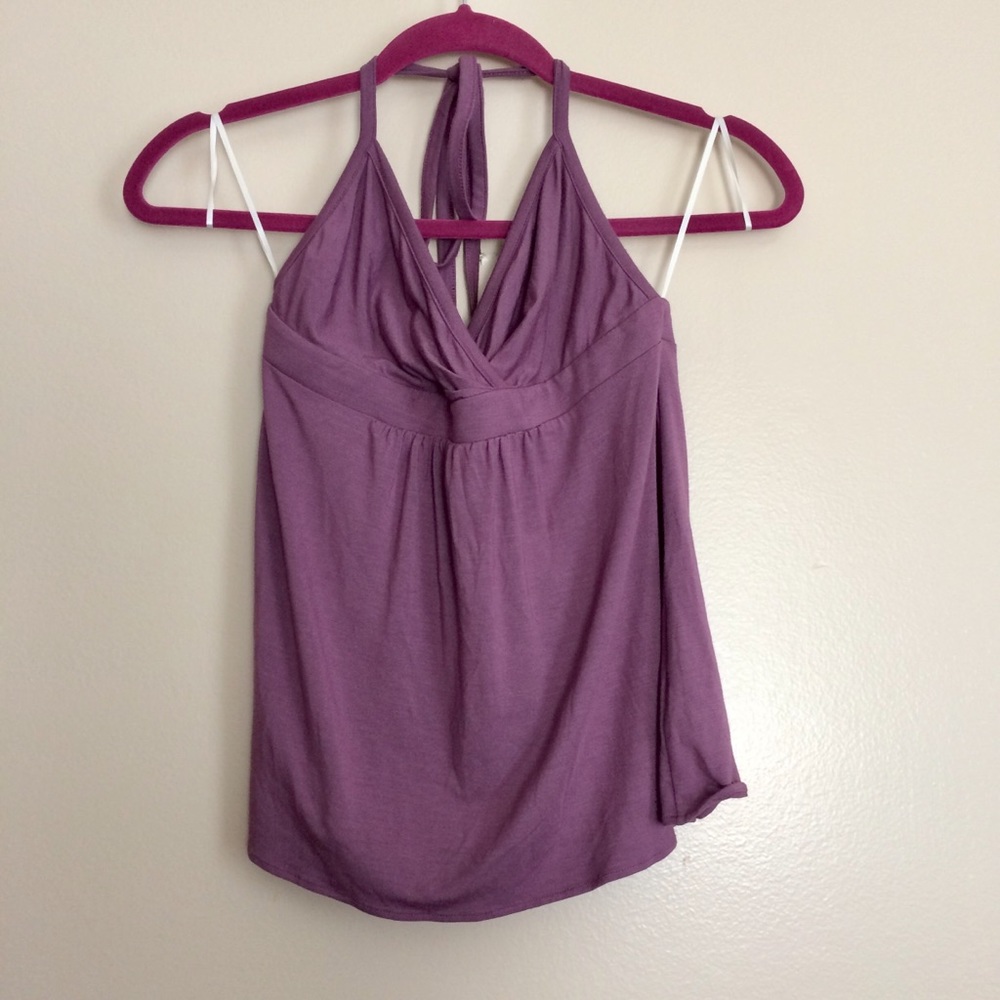 Theory Raspberry Stretch Jersey Halter Top Coy K